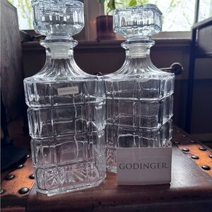 NWT Baltic by Goldinger set of 2 decanters. Crystal decanter set